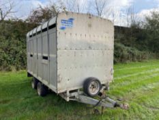 Ifor Williams 12ft cattle and sheep trailer with detachable body and fitted with sheep decks. NO VAT