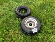 Pair 16x6.5-8 tyres with single rim