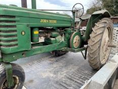 John Deere B series 3 wheel tractor. No V5 document, no VIN number