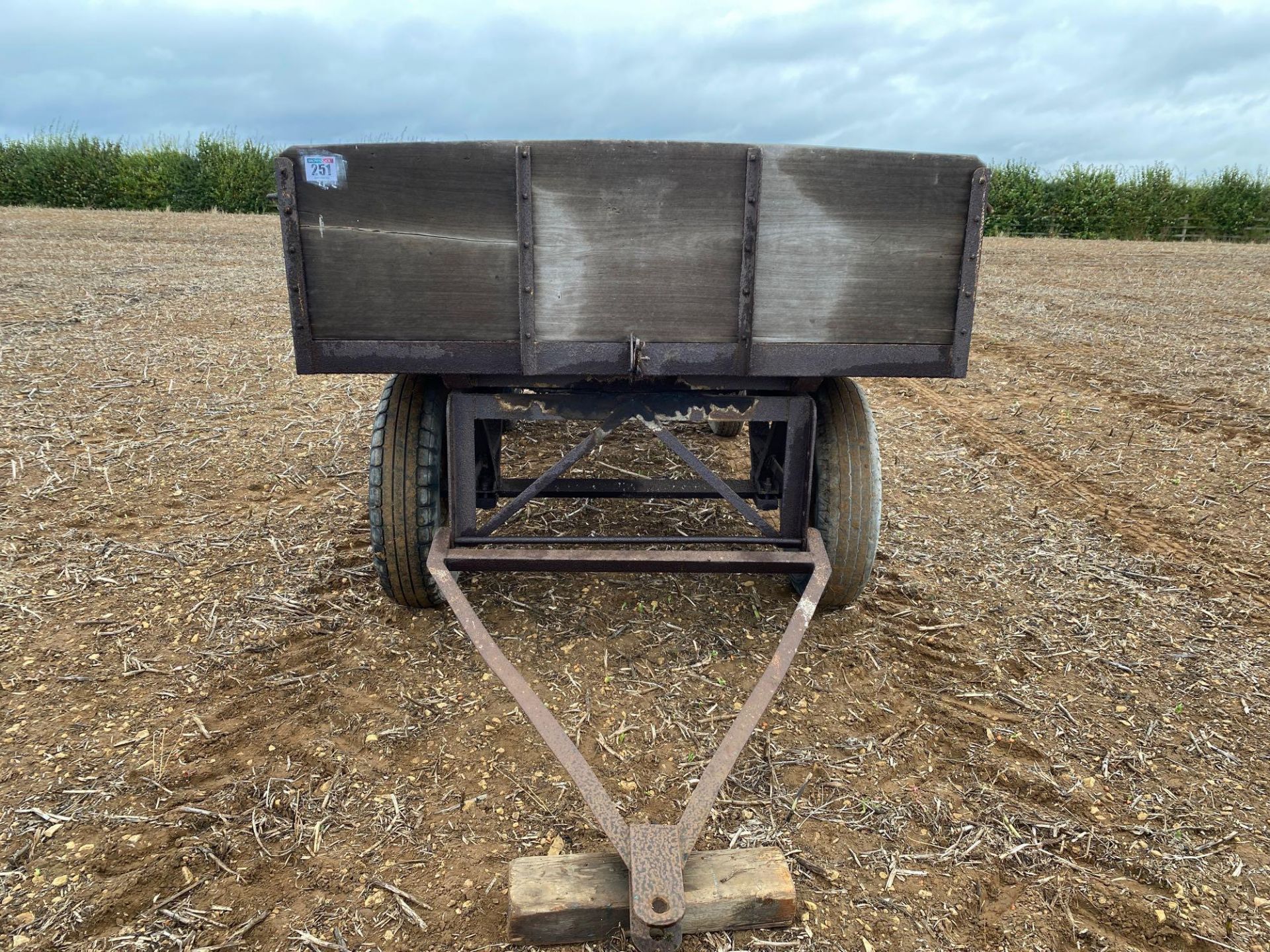 Flat bed wooden trailer