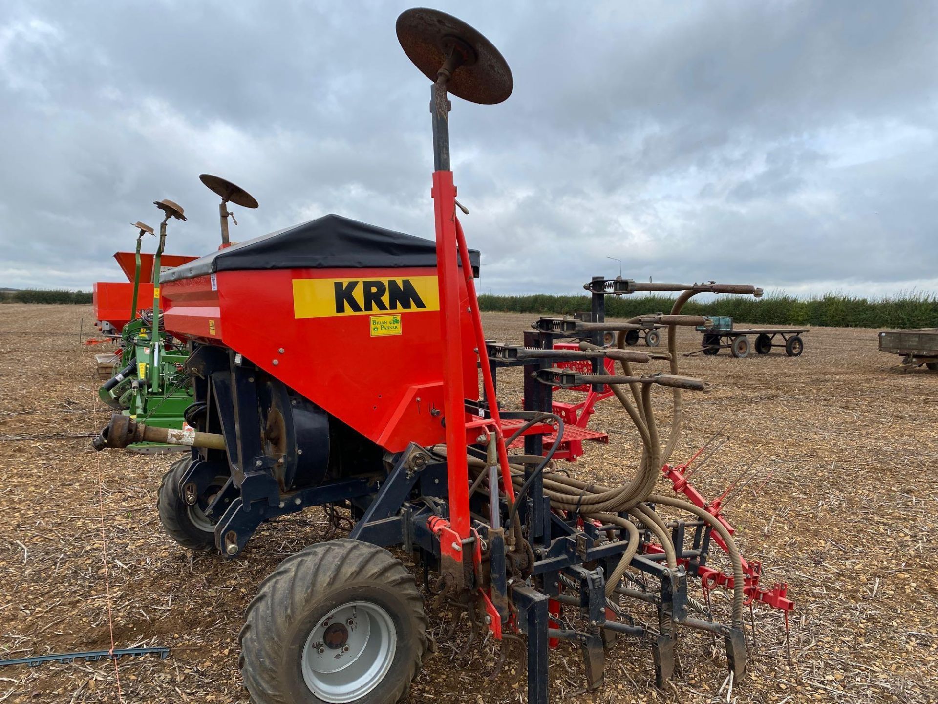 1993 KRM 4m drill R305 c/w marker arms and following harrow, land wheel driven, 0.5t hopper, serial - Image 2 of 5