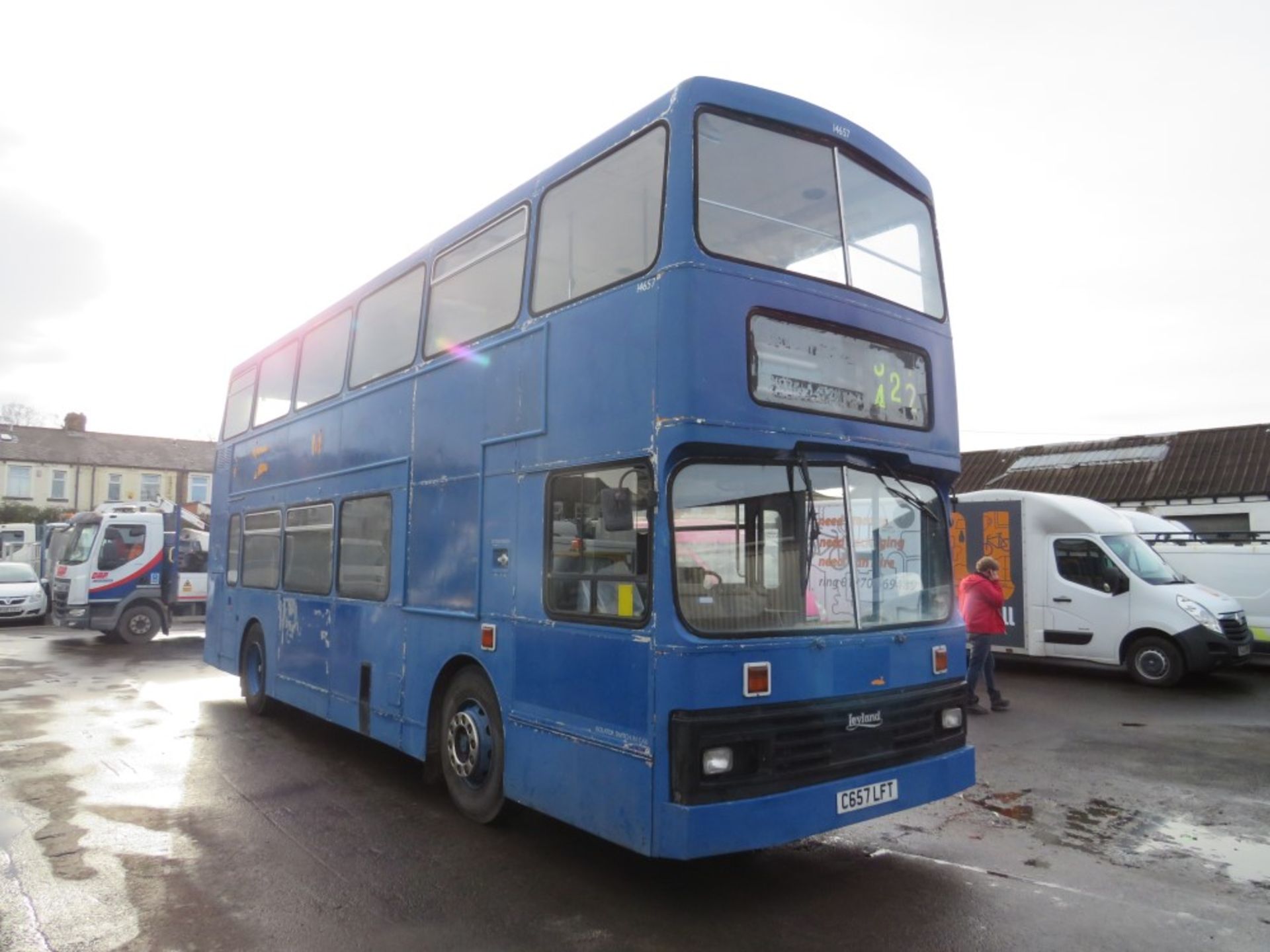 C reg LYELAND OLYMPIAN DOUBLE DECKER BUS, 1ST REG 08/85, 356681M, NO V5, NO KEYS [NO VAT]