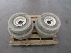 4 X FORK LIFT WHEELS & TYRES [NO VAT]