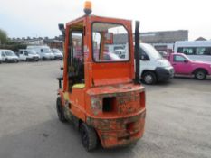 HYSTER 1.5 TON DIESEL FORK LIFT, LOW, TRIPLE WITH OPEN FREE LIFT & SIDE SHIFT, CONTAINER SPEC, 15328