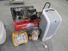 110V SUB PUMP, 110V DEFENDER LIGHT, 240V DEHUMID & CLARKE 110V AIR COMPRESSOR [+ VAT]