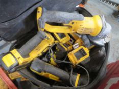 QTY OF DEWALT TOOLS, GRINDER, JIGSAW, DRILLS, SDS DRILL, DAB RADIO & CHARGER [NO VAT]