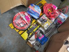 2 x AIR HOSE, D.O.L. START, JUMP LEADS, 4 x SAW HORSE, 2x DRUM PUMPS, STAND, DRILL BIT SHARPENER,