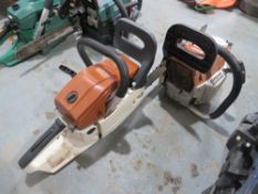 2 X BROWN PETROL CHAINSAWS [NO VAT]