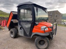 2013 KUBOTA RTV 900 4 X 4 UTILITY VEHICLE, HYD TIPPER, FULL CAB, P/STEERING, 3754 HOURS WARRANTED [+