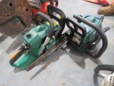 2 X GREEN PETROL CHAINSAWS [NO VAT]