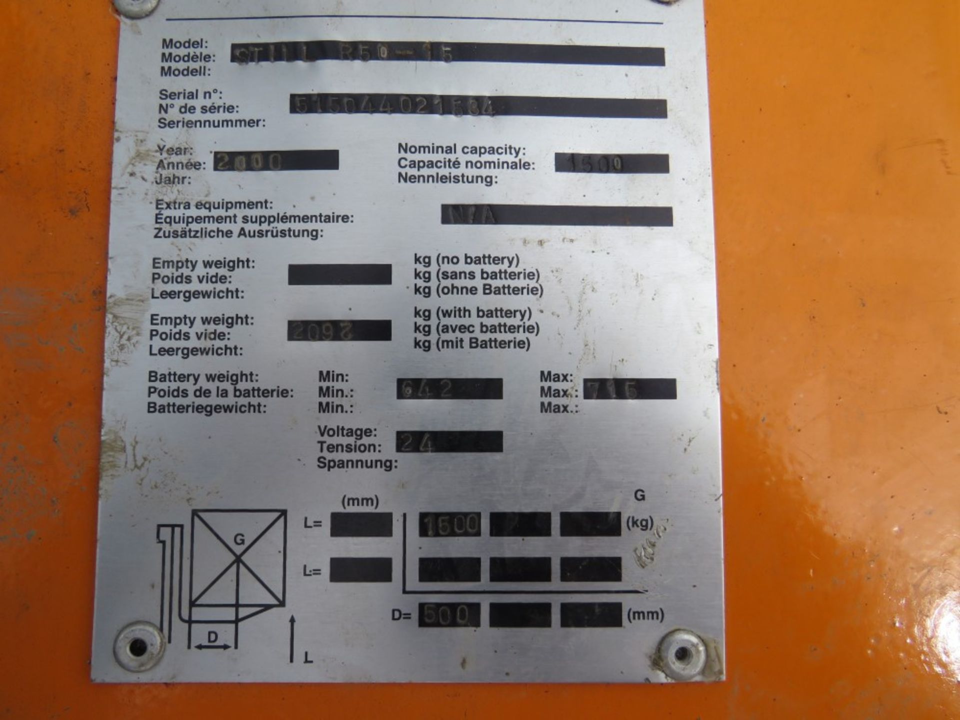 2000 STILL R50-15 FORK LIFT TRUCK, LOLER TEST 12/21, 22974 HOURS NOT WARRANTED [+ VAT] - Image 5 of 6