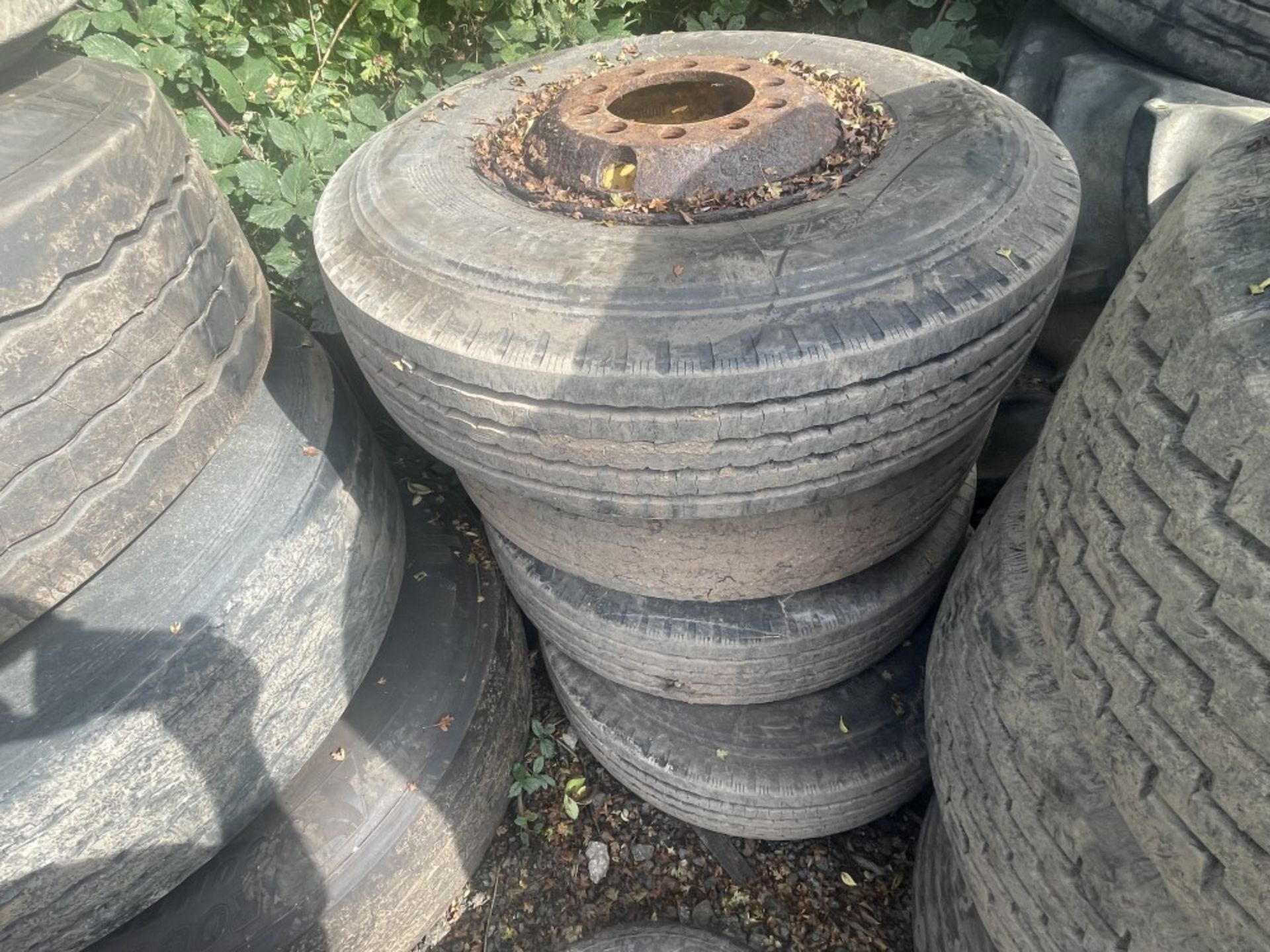 4 BRIDGESTONES TYRES & RIMS 10.00 R15 18 PR 10 STUD (LOCATION BLACKBURN) (RING FOR