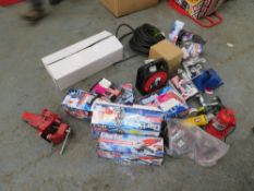 AIR HOSE, AIR TOOL KIT, 4 x ASSTD DRILLS, HEADSHIELD, BATTERY CHARGER, CABLE REEL, 2 x BOTTLE