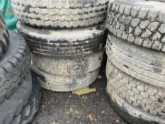 4 X 11R 22.5 TYRES (LOCATION BLACKBURN) (RING FOR COLLECTION DETAILS) [NO VAT]