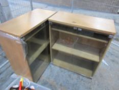 PAIR OF GLASS FRONT OFFICE BOOKCASES [NO VAT]