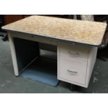 A retro industrial metal desk, three drawers, 123x75x77cm