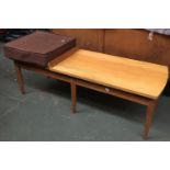 A mid-century telephone table/seat, 117x43x39cmH