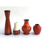 Four West German studio pottery vases, one marked 'Jasba, the tallest 25cmH
