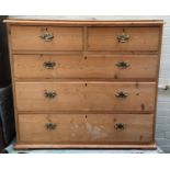 A 20th century pine chest of two short over three graduating drawers, 104x43x93cmH