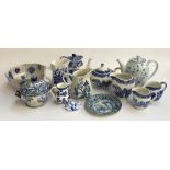 A mixed lot of blue and white ceramics, to include willow pattern, Clews Staffordshire, G. Jones &