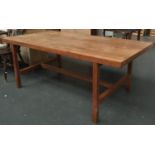 A mid century oak kitchen table, 183x92x71cm