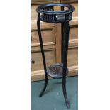 A galleried pot stand, with undershelf and three legs, 30x96cmH