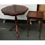 A 20th century occasional tripod table, with shaped top, together with one other