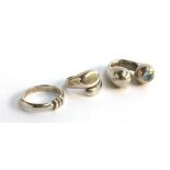 Three silver rings, gross weight 38g