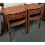 A pair of 19th century bowfronted mahogany bedside cabinets, each with single drawer above