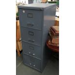 A grey four drawer filing cabinet, 132cmH