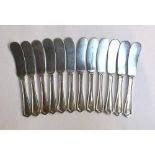 A lot of 12 American sterling silver butter knives, 8.1oz