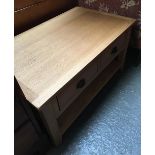 A light oak coffee table with single drawer and undershelf, 90x55x48cmH