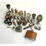 A mixed lot of plated, white metal, and silver items, to include cactus napkin rings; Mapp & Webb