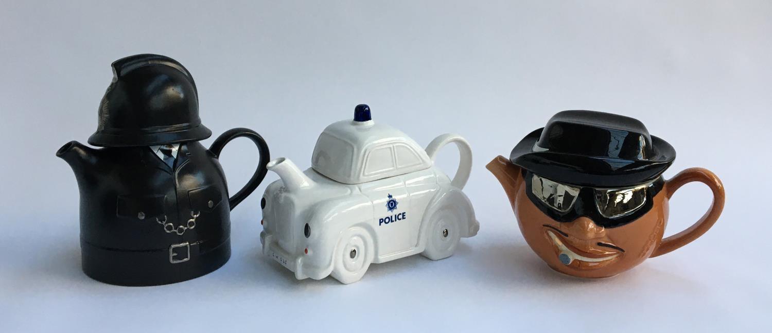 A collection of Carlton ware novelty teapots, 'Gangster', 'Policeman' and 'Police Car'