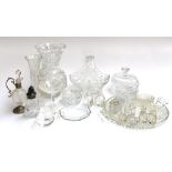 A lot of mixed cut glassware, to include vases, cruets, trinket dishes, etc