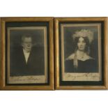 Two framed photographs of portraits of Thomas and Margaret Pollexfen