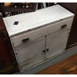 A 1950s enamelled kitchen unit, single drawer over cupboard doors, 92x39x87cmH