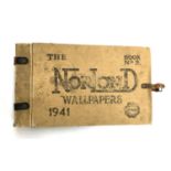 An unusual 1940s 'Norlond' wallpaper sample book, cloth and leather bound