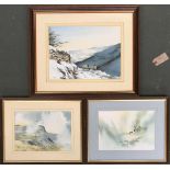 P. J Woolley, three watercolours of Lake District and Yorkshire landscapes, 24x33cm, and 18x26cm
