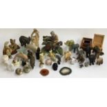 A collection of elephant figurines (approx. 14), together with other mixed items included wooden