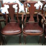 A further set of eight (two carvers) 20th century splatback mahogany dining chairs, with drop in