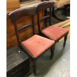 A pair of 19th century hall chairs, drop-in seats on turned legs