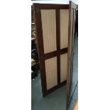 A three panel oak screen, each panel approx. 77x168cmH