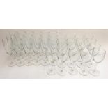 A set of 18 good modern champagne flutes, 21.5cm; together with a set of 17 wine glasses, 18cmH