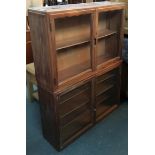 Two mid century glazed cabinets/bookshelves, stackable, each 87x24x58cm