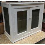 A 19th century white painted game larder, two mesh panels and one glazed door, 92x49x79cmH