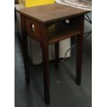 A Liberty style oak occasional table, with beaten copper top, with undershelf, 45x45x73.5cmH