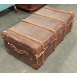 A wood banded travel trunk (af)