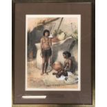 Emile Prisse D'Avennes (1807-1879), coloured lithograph, Nubian Females, Kanoosee Tribe, 38cm x 27cm