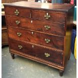 A Victorian oak chest of drawers, moulded top over two short and three long drawers, 110x53x110cmH